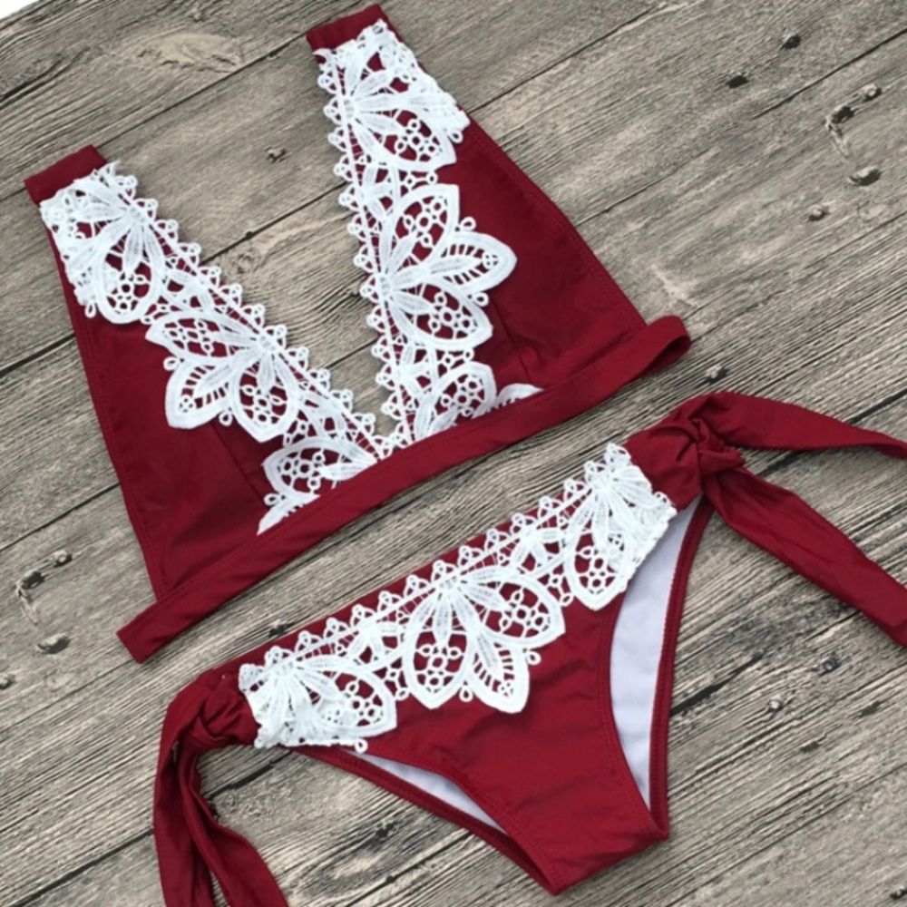 Maroon crochet bikini